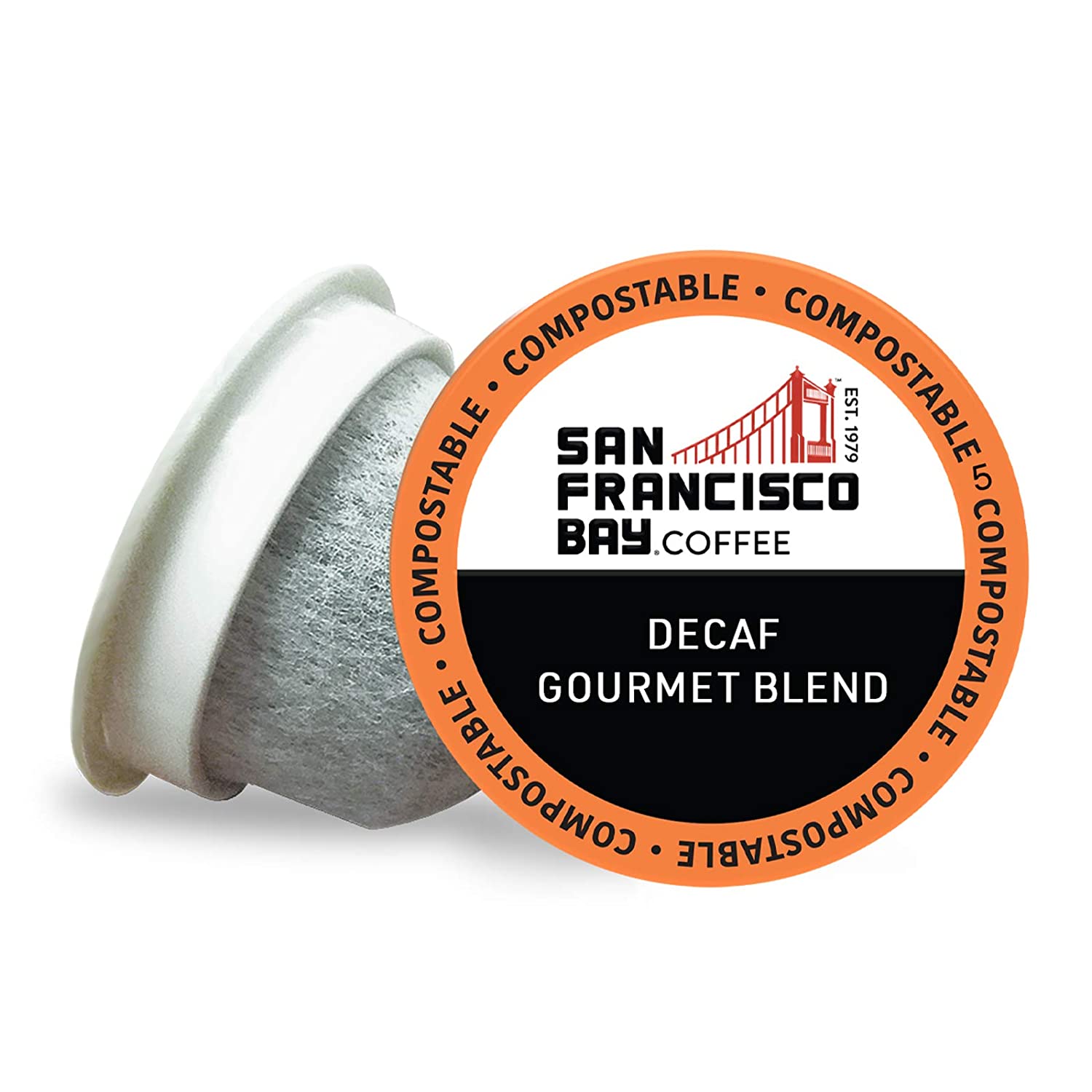 SAN FRANCISCO BAY Coffee OneCUP DECAF Gourmet Blend 80 Ct Natural Water Processed Dark Roast Compostable Coffee Pods. K Cup Compatible including Keurig 2.0