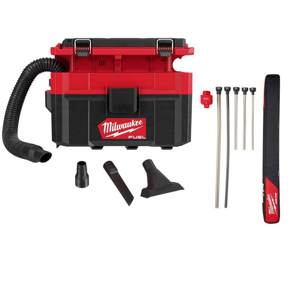 Milwaukee 0970-20-49-90-2037 M18 FUEL PACKOUT Cordless 2.5 Gal Wet/Dry Vacuum w/AIR-TIP 1-1/4 in. - 2-1/2 in. (7-Piece) Long Reach Flexible Hose Set
