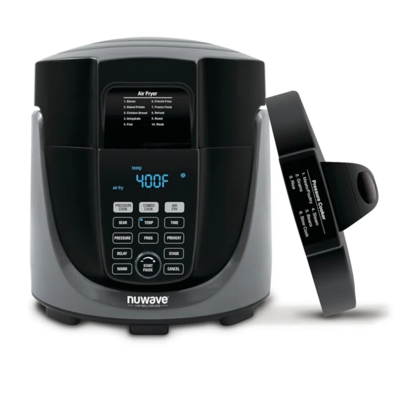 NuWave 33801 Duet 6 qt. . Black Electric Pressure Cooker Air Fryer with 300 Pre-Programmed Recipes