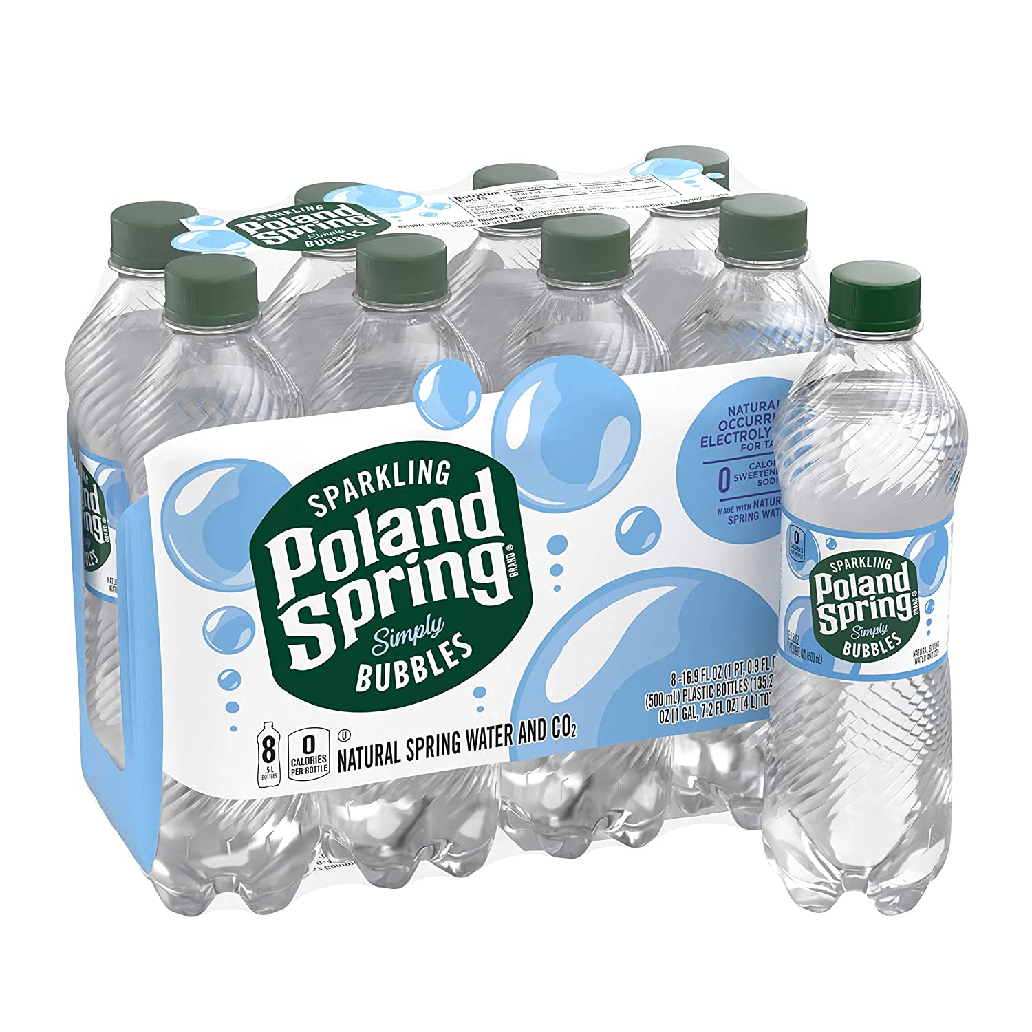 Poland Spring Sparkling Water Simply Bubbles 16.9 oz. Bottles (Pack of 8)