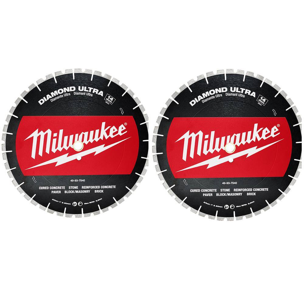 Milwaukee 49-93-7540 2X 14 in. Diamond Ultra Segmented Blade (2-Pack)