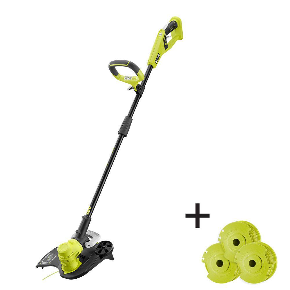 RYOBI P2008BTL-AC ONE+ 18V 13 in. Cordless Battery String Trimmer/Edger with Extra 3-Pack of Spools (Tool Only)