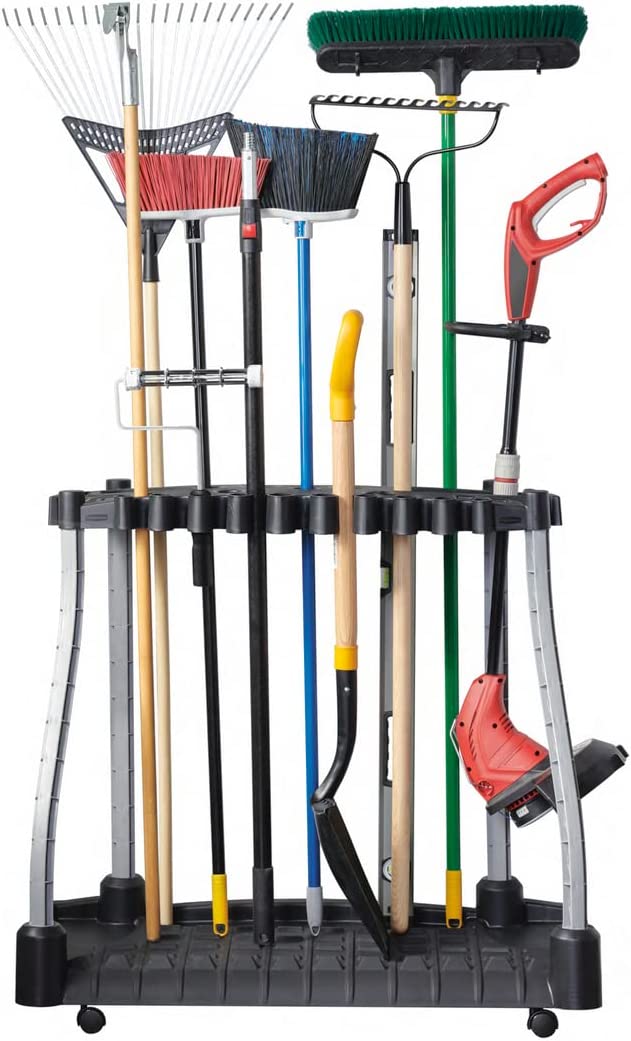 Rubbermaid 2140834 Garage Tool Tower Rack. Organizes up to 40 Long-Handled Tools