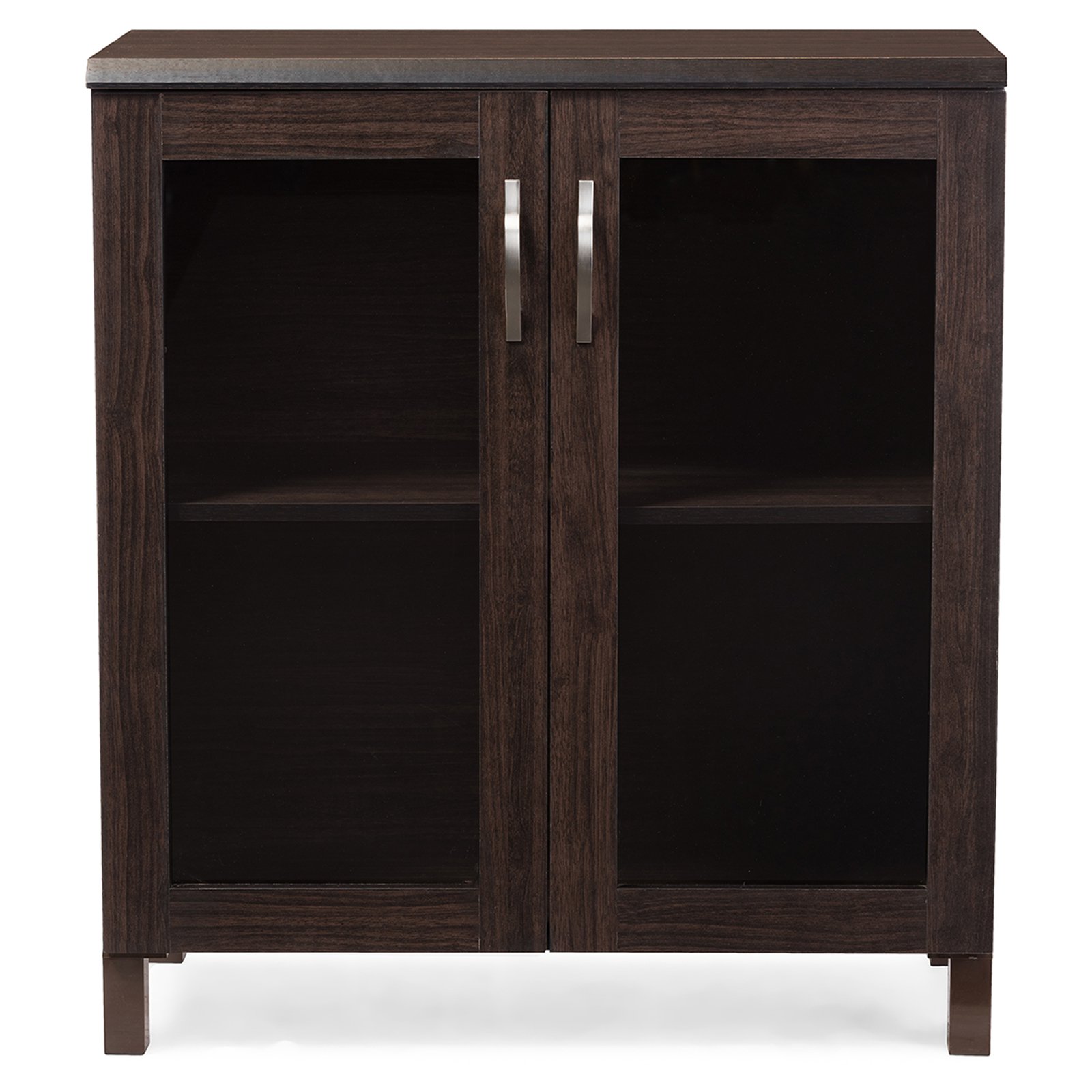Baxton Studio Sintra Modern and Contemporary Dark Brown Sideboard Storage Cabinet with Glass Doors
