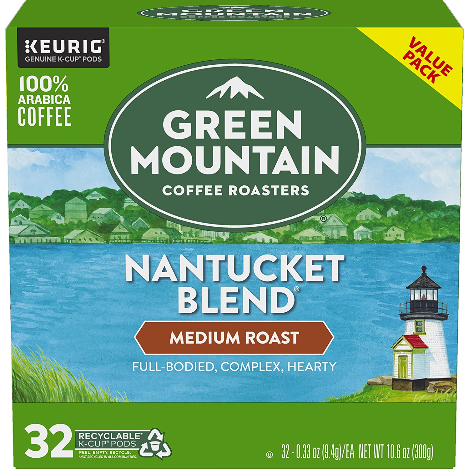 Green Mountain Coffee Roasters Nantucket Blend. Single-Serve Keurig K-Cup Pods. Medium Roast Coffee. 32 Count