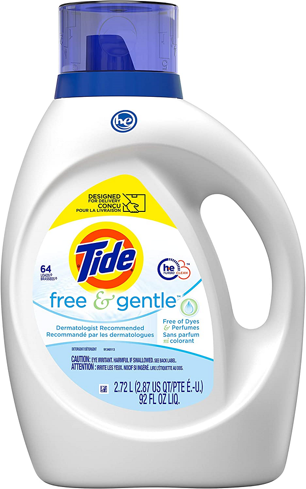 Tide Free & Gentle Liquid Laundry Detergent. 64 loads. 92 fl oz. HE Compatible