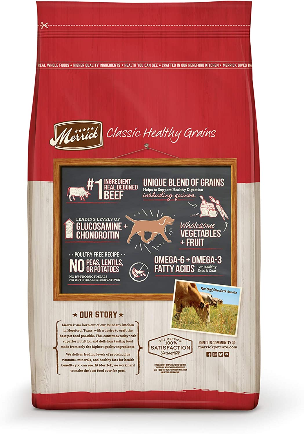 Merrick Classic Healthy Grains Dry Dog Food with Real Meat - Beef & Brown Rice Recipe - 4LB