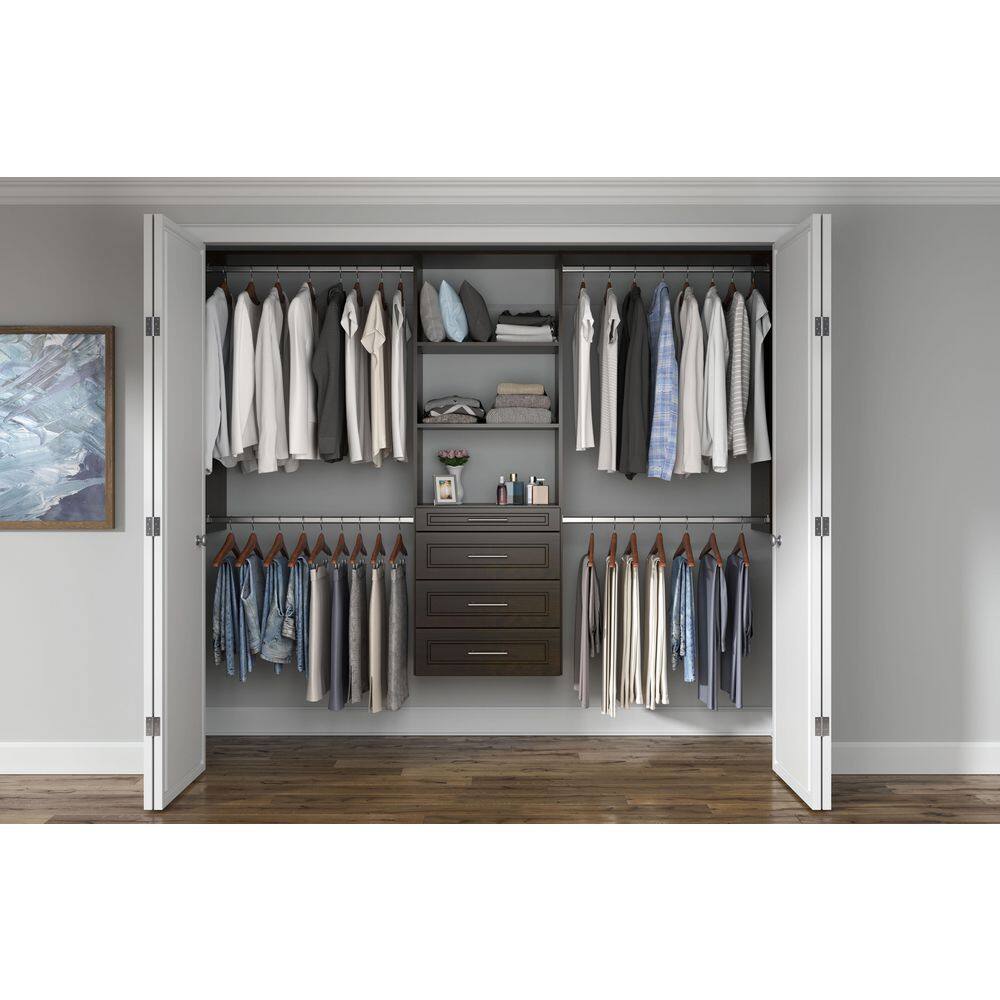 Closet Evolution TR64 Modern Raised Ultimate 60 in. W - 96 in. W Espresso Wood Closet System