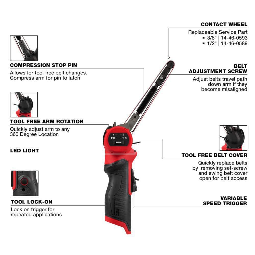 Milwaukee 2482-20 M12 FUEL 12V Lithium-Ion Brushless Cordless 1/2 in. x 18 in. Bandfile (Tool-Only)