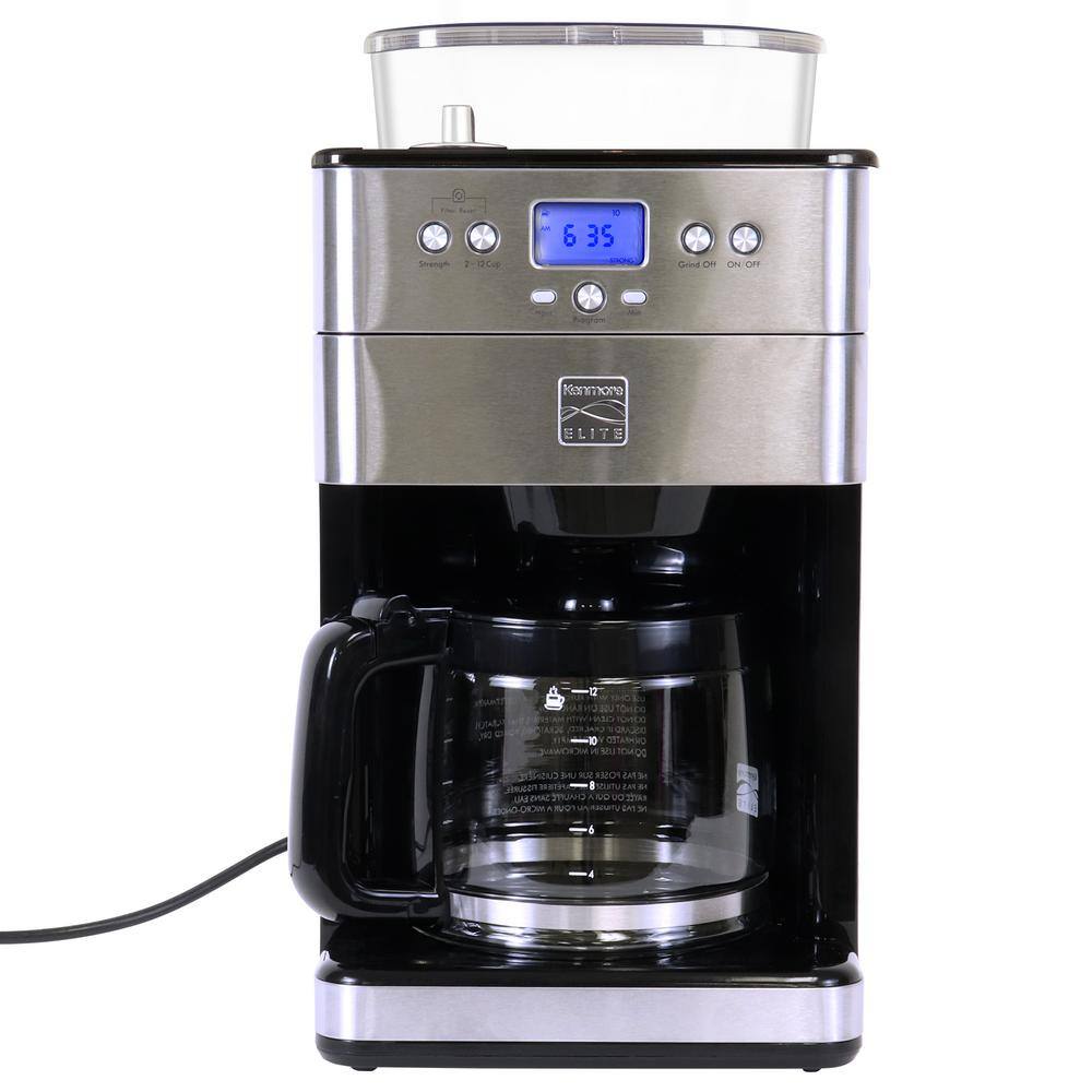 KENMORE  Elite Grind and Brew black 12- Cup Coffee Maker with Burr Grinder. Programmable Automatic Timer Brew