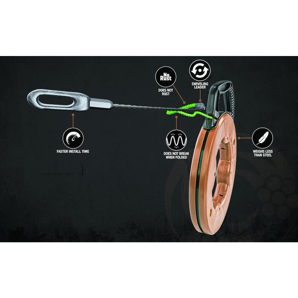 Southwire 59896940 SIMpull 125 ft. 4.5 mm Flexible Metal Leader Fish Tape