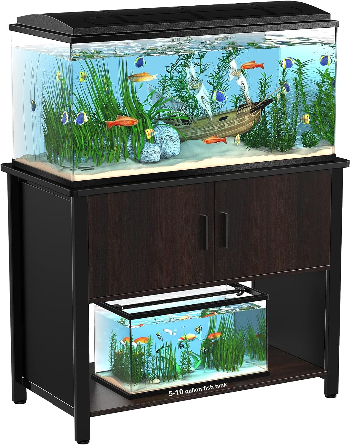 GDLF Metal Aquarium Stand with Cabinet for Fish Tank Accessories Storage. 40 Gallon. Turtle/ Reptile Terrariums