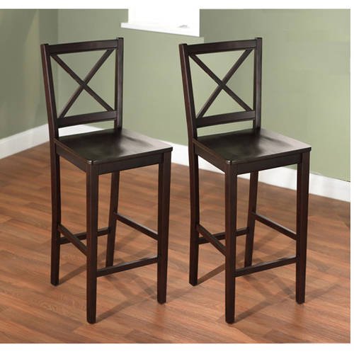 TMS Virginia Cross-Back Stool. 24″. Set of 2. Espresso