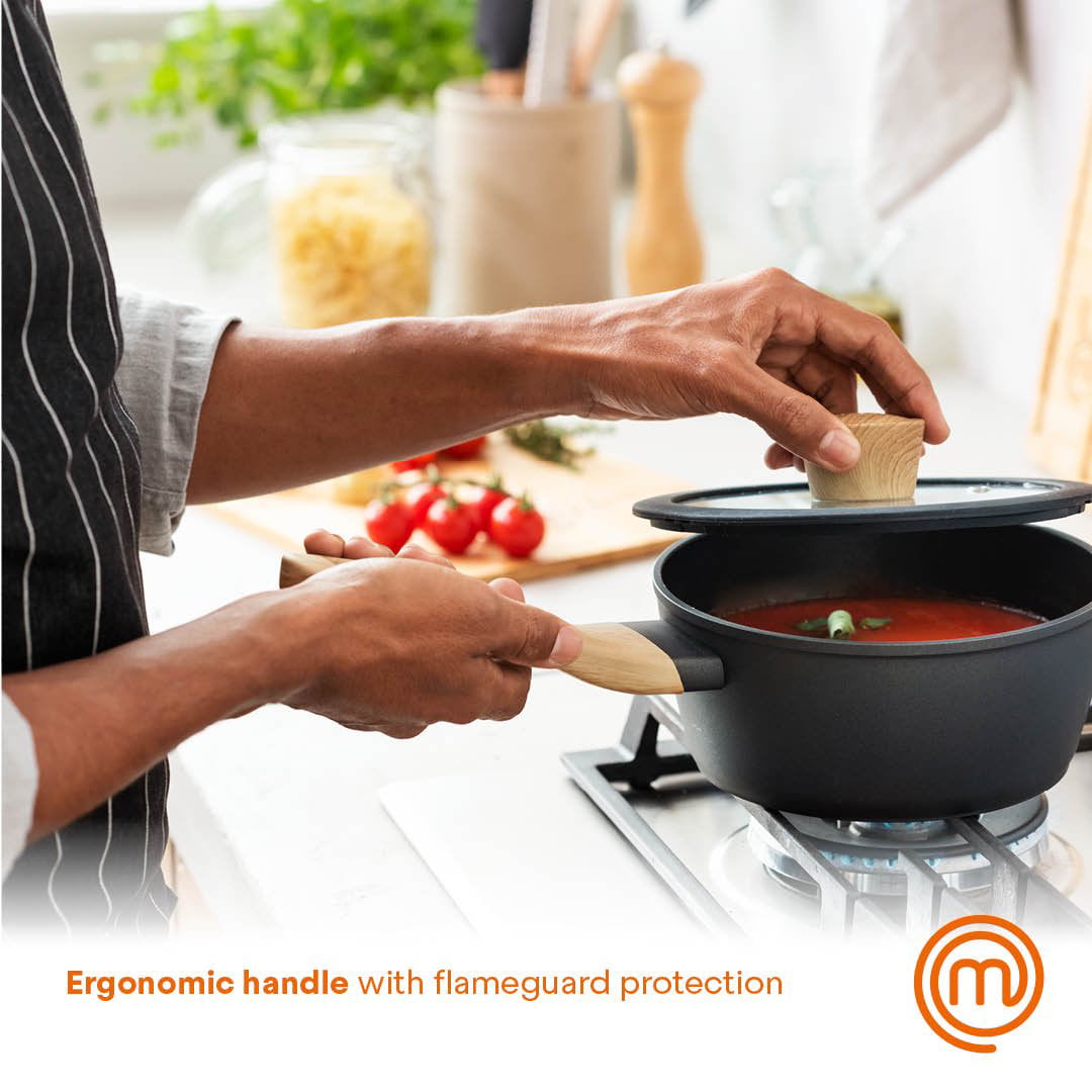 MasterChef 9 Piece Cookware Set. Sauce Pan with Lid Frying Pan and Utensils