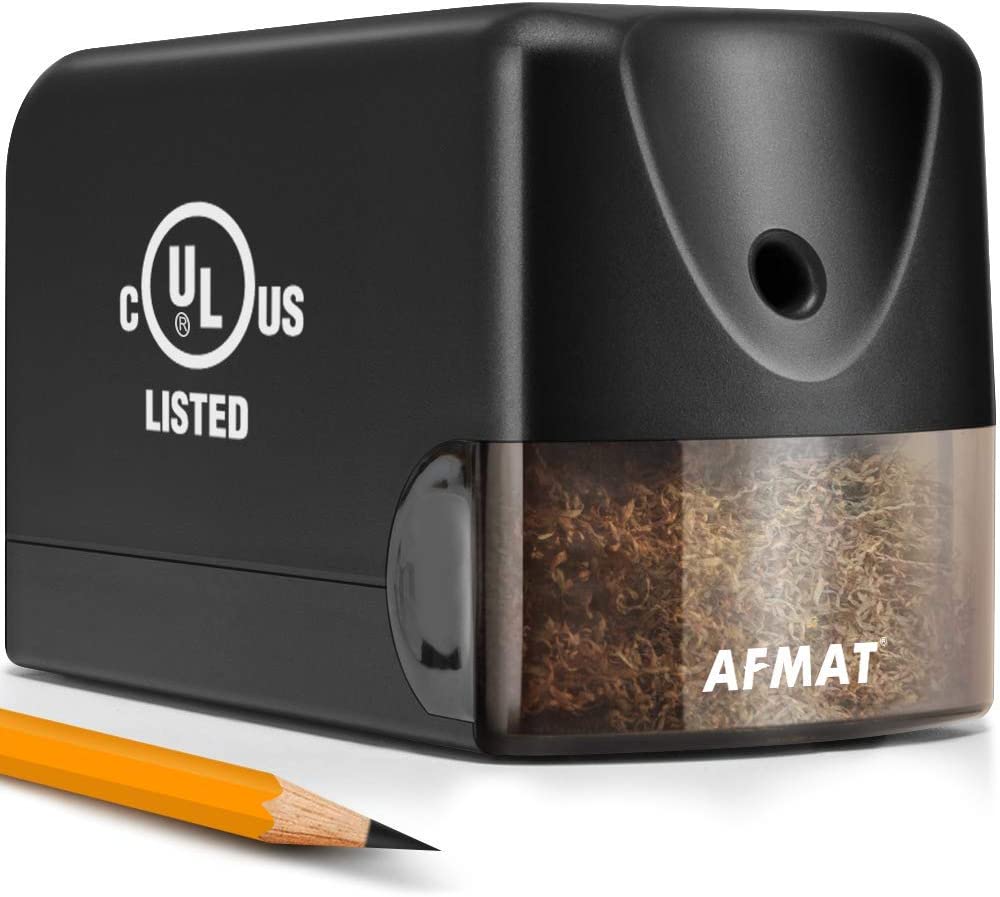AFMAT Electric Pencil Sharpener. Heavy Duty Classroom Pencil Sharpeners for 6.5-8mm No.2/Colored Pencils. UL Listed Industrial Pencil Sharpener w/Stronger Helical Blade. Best School Pencil Sharpener