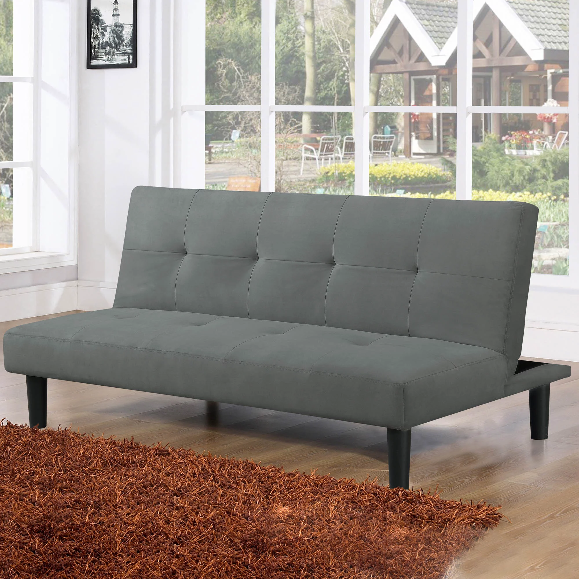 Serta Easton Modern Futon. Gray Fabric