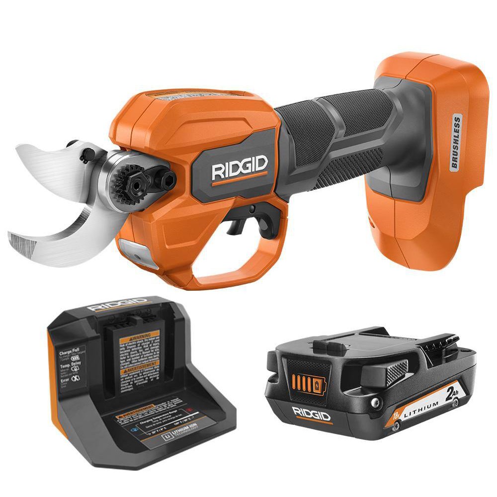 RIDGID R01301K 18V Brushless Cordless Battery Pruner with 2.0 Ah Battery and Charger