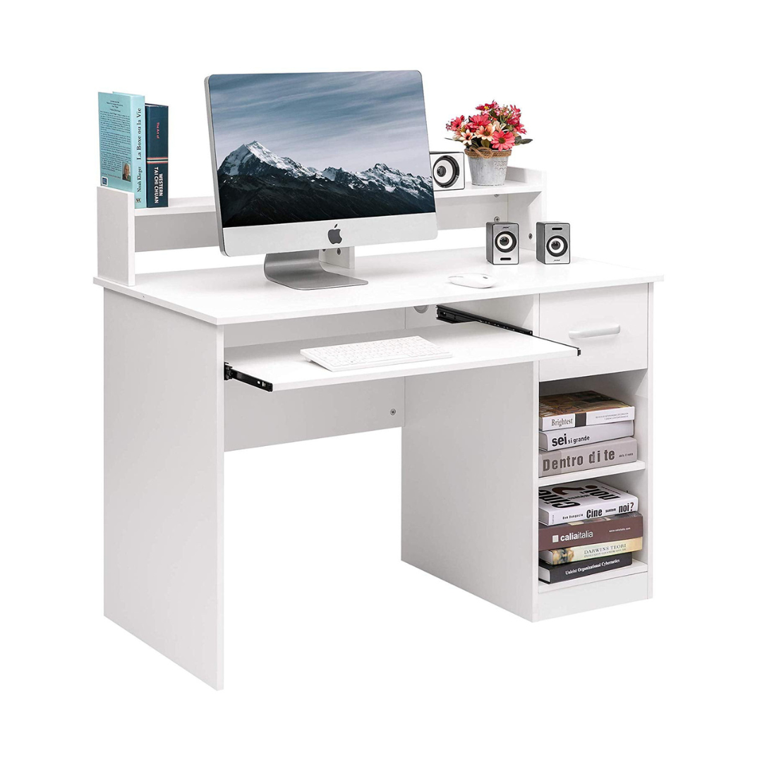 Winado Computer Desk Home Office Workstation Laptop Study Table with Drawer Keyboard Tray. White