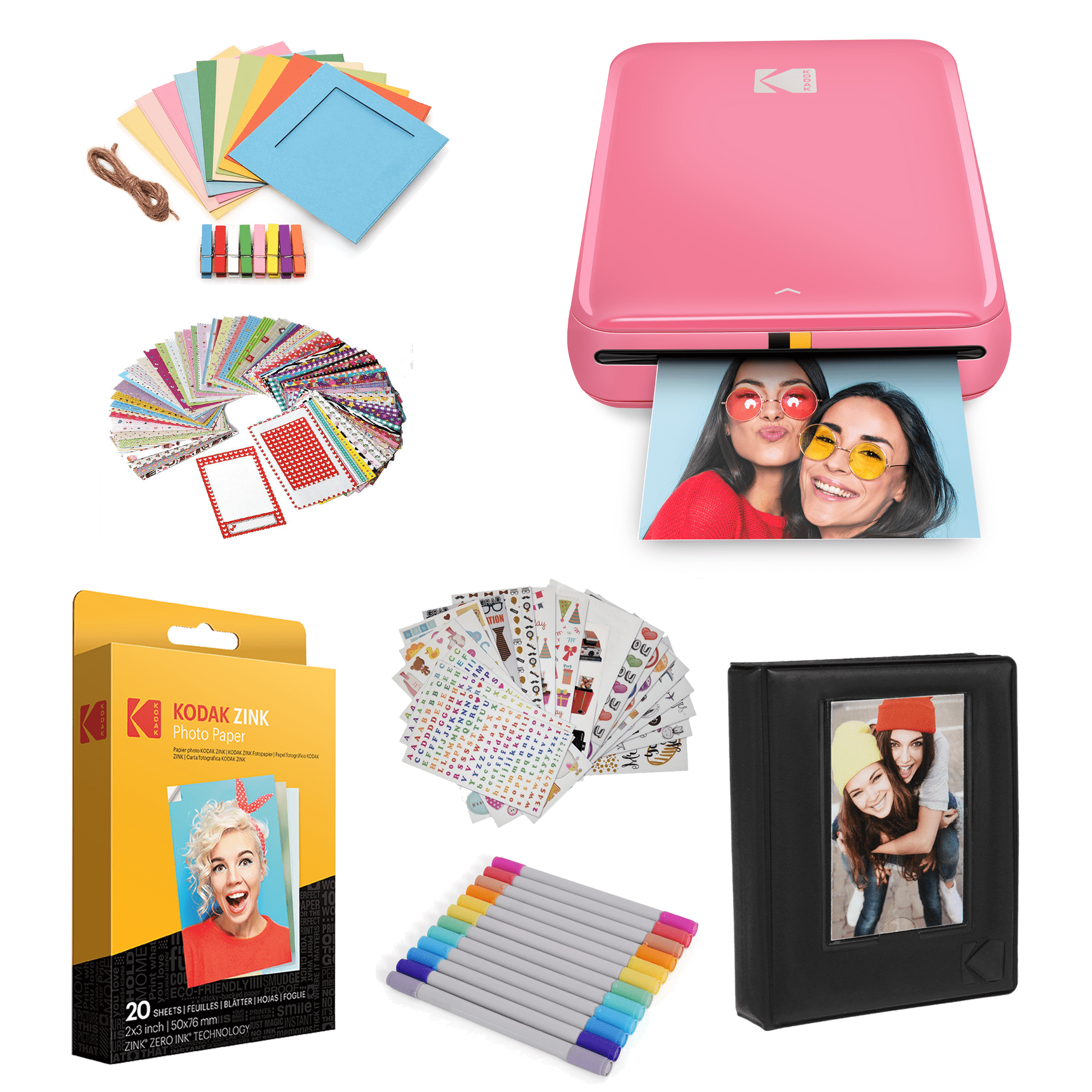 Kodak Step Mobile Instant Photo Printer Starter Bundle(Pink) for Ios & Android