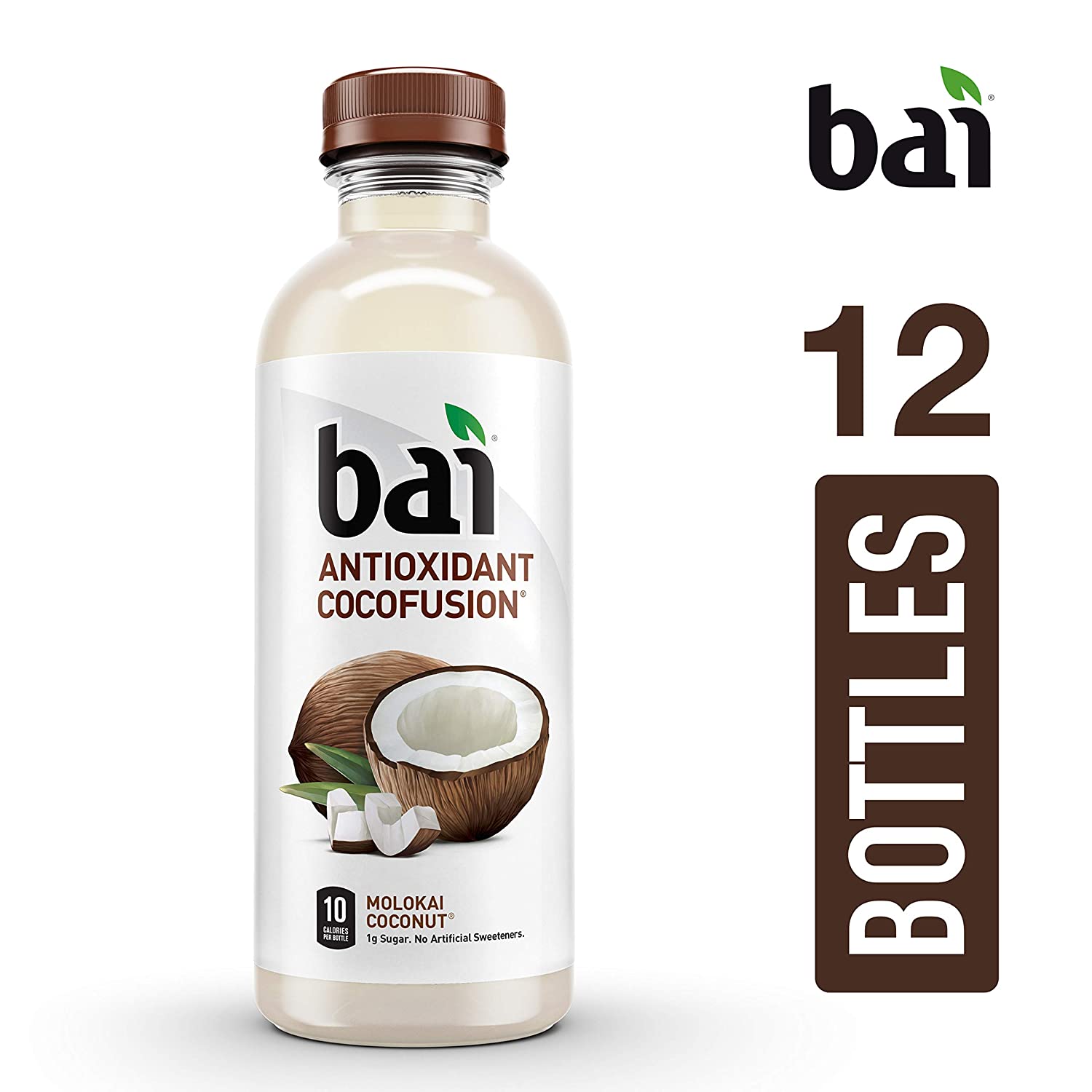 Bai Coconut Flavored Water. Molokai Coconut. Antioxidant Infused Drinks. 18 Fluid Ounce Bottles. (Pack of 12)
