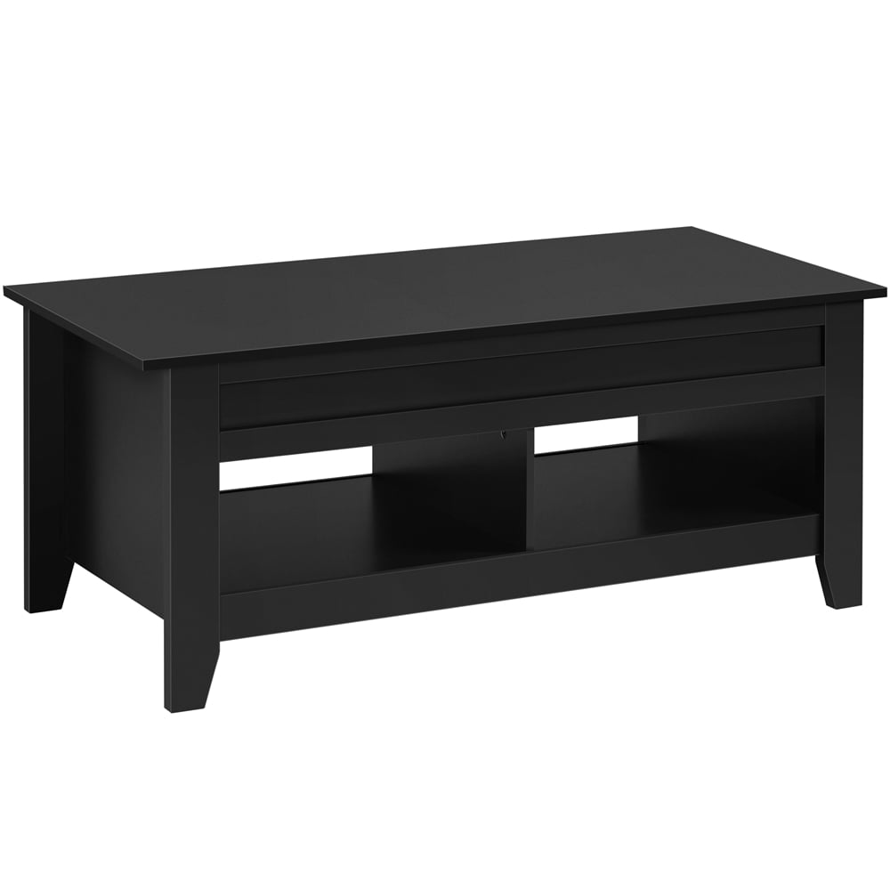Alden Design 47.5″ Lift Top Coffee Table with 2 Storage Compartments. Black