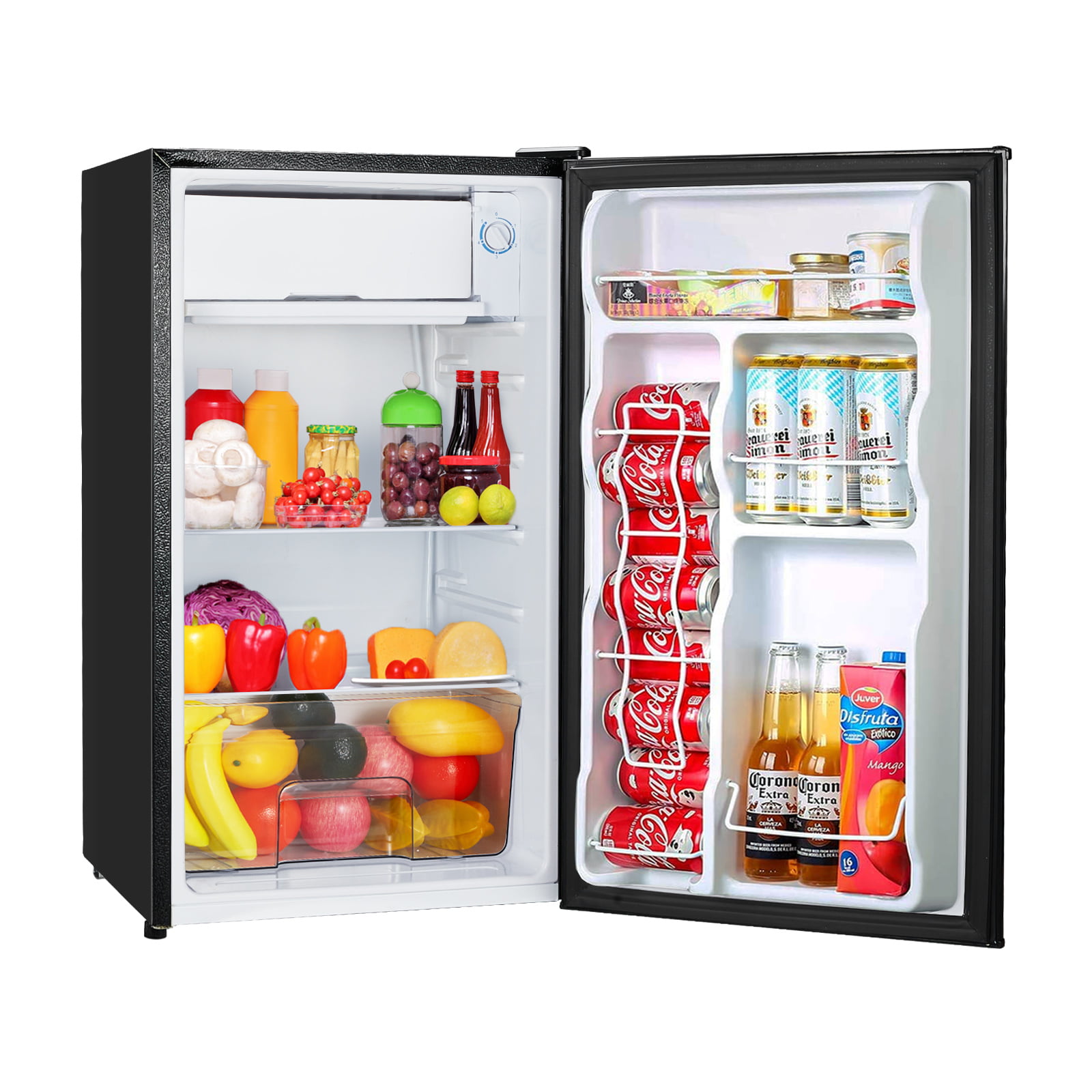 U-MAX 3.2CU FT Single Door Fridge 110V-91L Portable Reversible Refrigerator