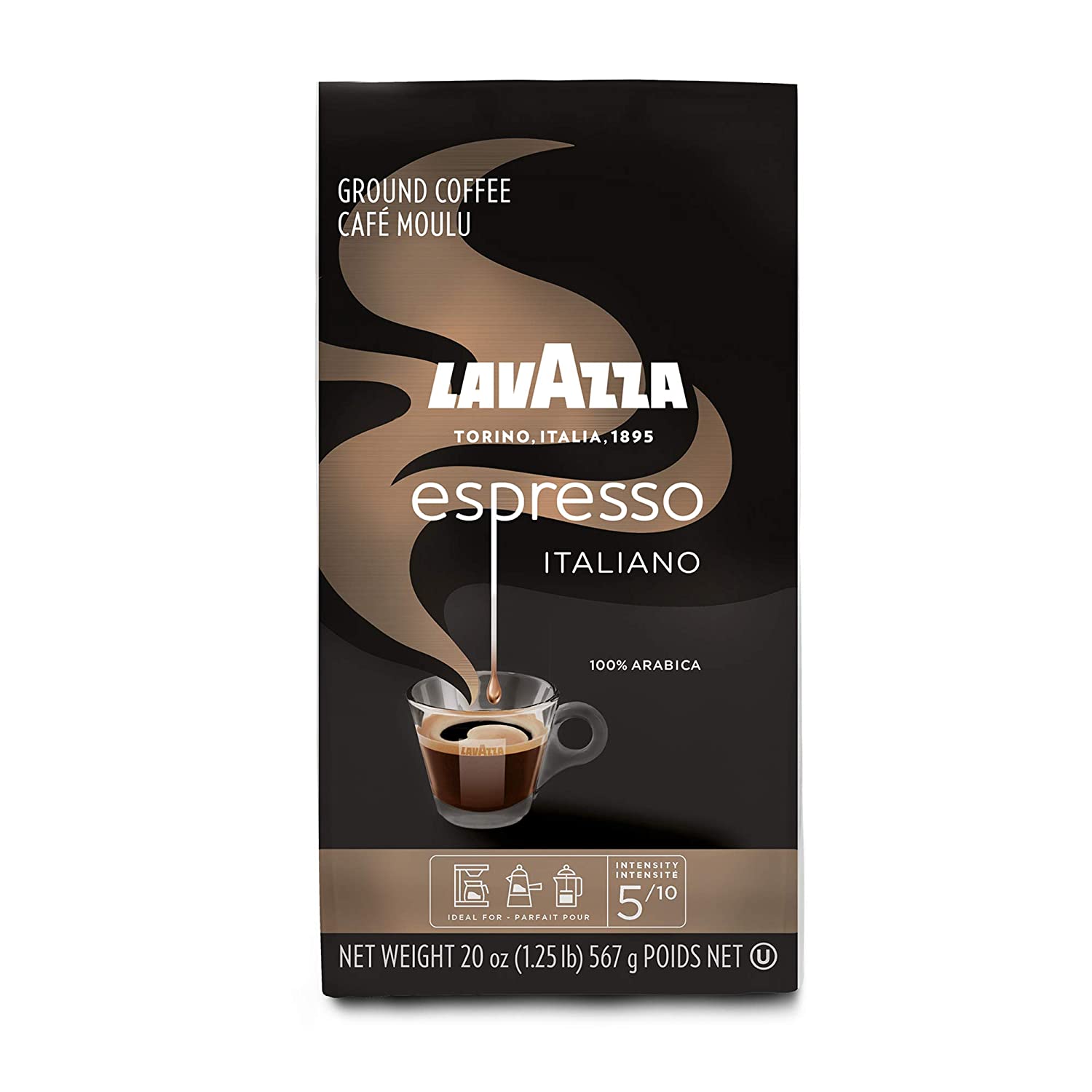 Lavazza Espresso Italiano Ground Coffee. 100% Arabica. 20 oz Soft Bag. Authentic Italian. 100% Arabic Ground Coffee. Blended And Roated in Italy. Value Pack Pack of 6