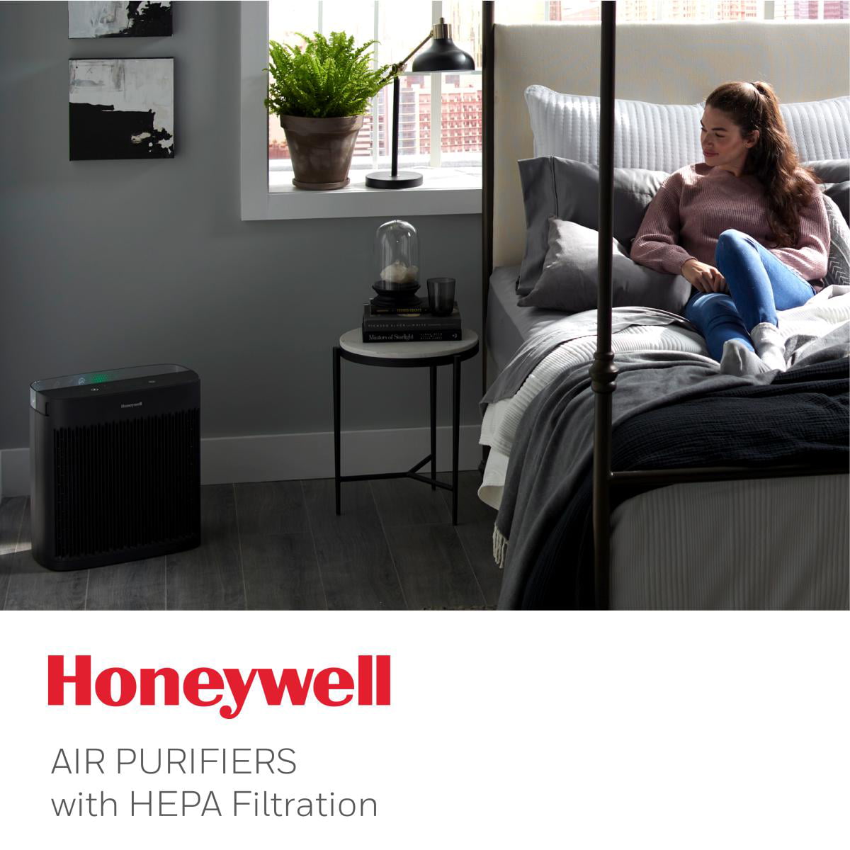 Honeywell InSight HEPA Air Purifier with Air Quality Indicator and Auto Mode. Allergen Reducer for Large Rooms (360 sq. ft). Black. Wildfire/Smoke. Pollen. Pet Dander & Dust Air Purifier. HPA5200