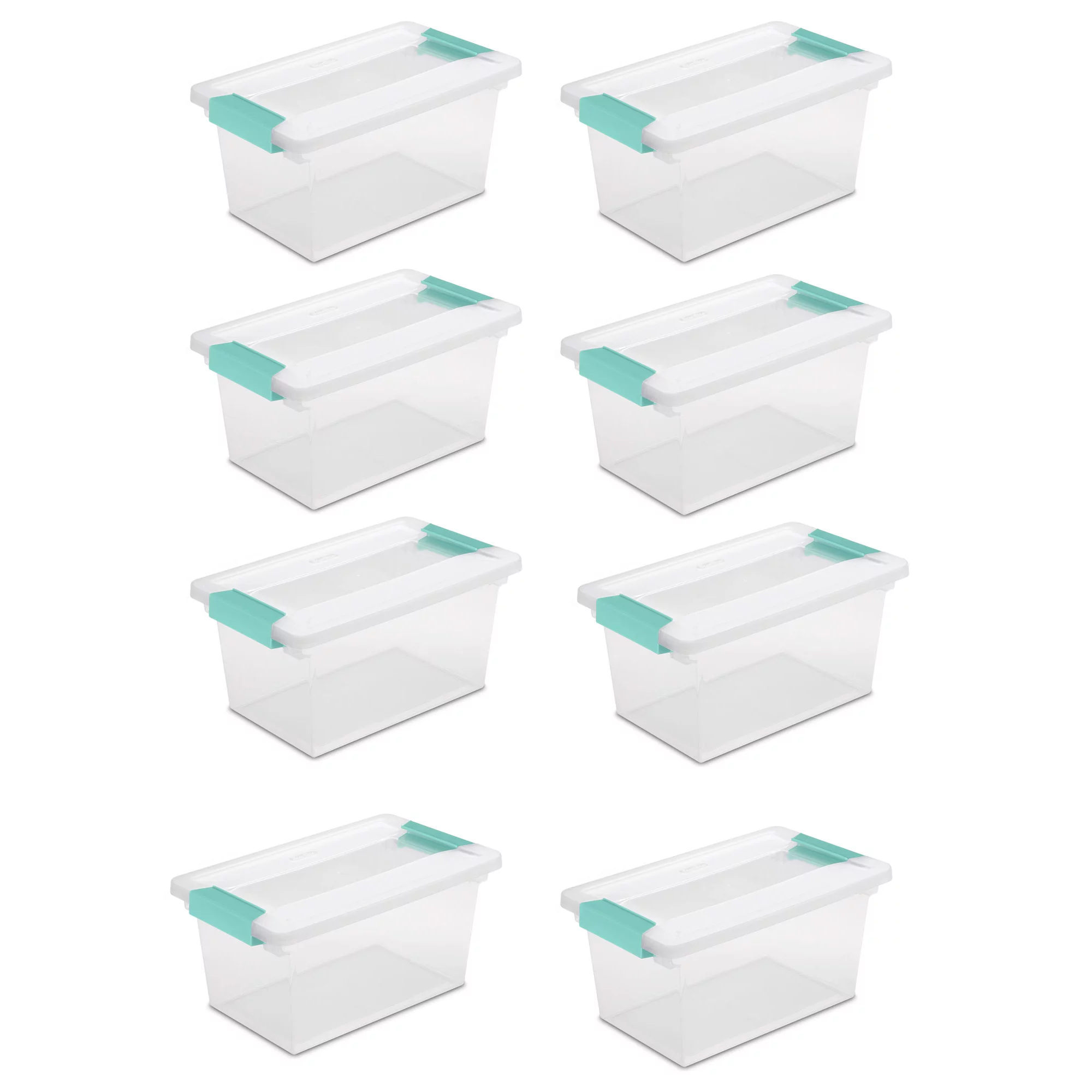 Sterilite Medium Stackable Clear Plastic Storage Container w/Latching Clip Lid. (8 Pack)