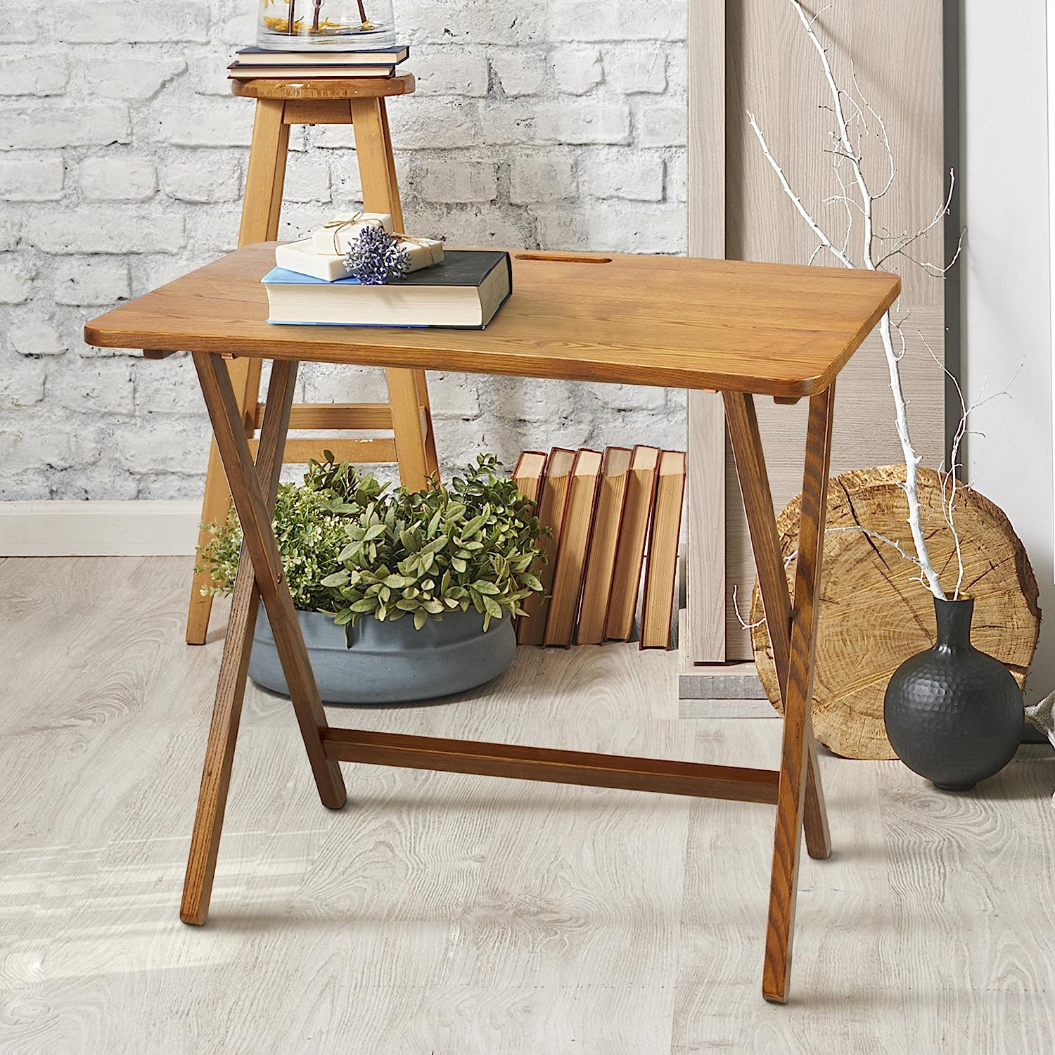 PRESTO PRODUCTS COMPANY American Trails Arizona Folding Table with Solid Red Oak.Warm Brown