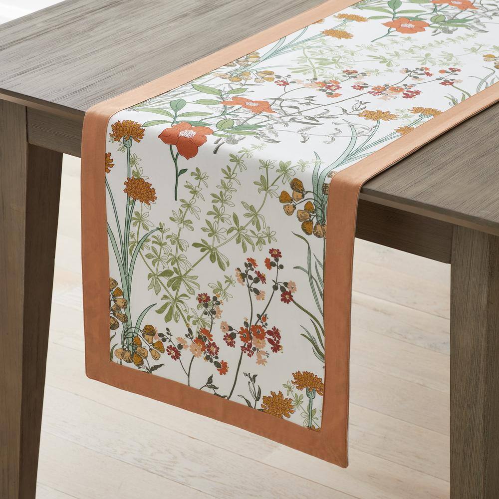 The Company Store  Jardin 16 in. x 90 in. White Multi Cotton Table Runner - Jardin
