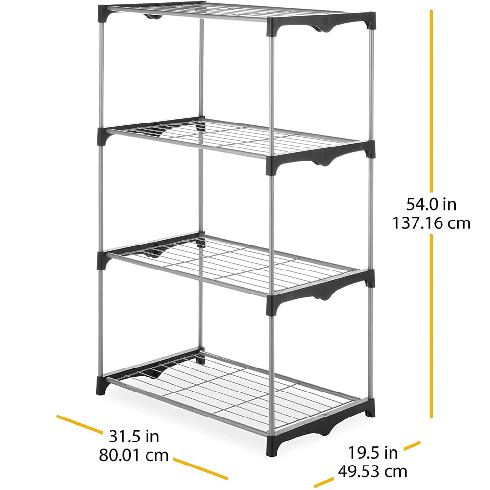 Whitmor 4-Tier Shelf Tower Closet System. Black and Silver - Metal - For Bedroom. Attic. or Garage