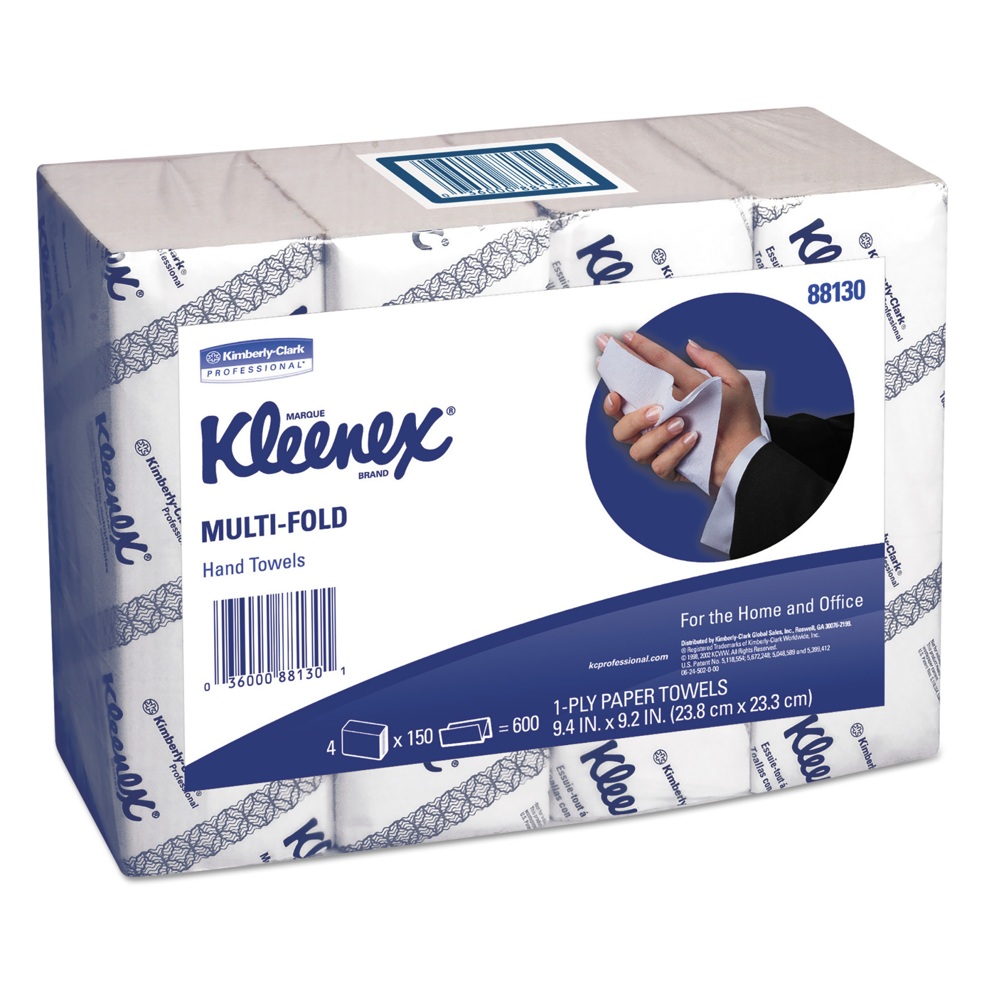 Kleenex Multi-Fold Paper Towels.(4) 4PK Bundles. 9 1/5×9 2/5. White. 150/Pack. 16/Carton -KCC88130