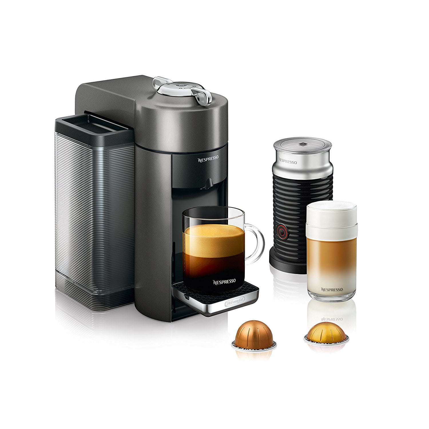 Nespresso Vertuo Coffee and Espresso Machine by De-Longhi with Aeroccino. Titan