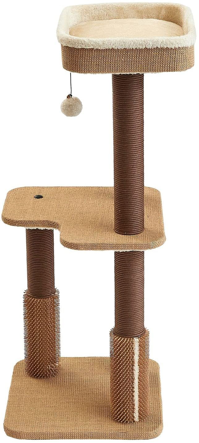 Two by Two Beech 39-inch Cat Tree. Tower. Condo. Scratch Pad & Playground. Beige