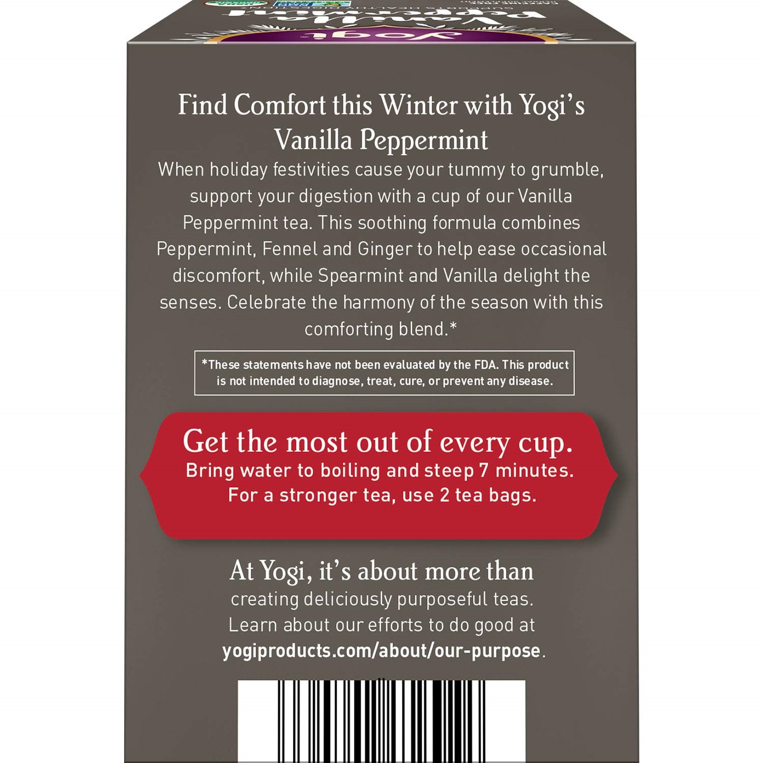 Yogi Tea. Vanilla Peppermint. Caffeine Free. 96 Organic Herbal Tea Bags. 6 Pack