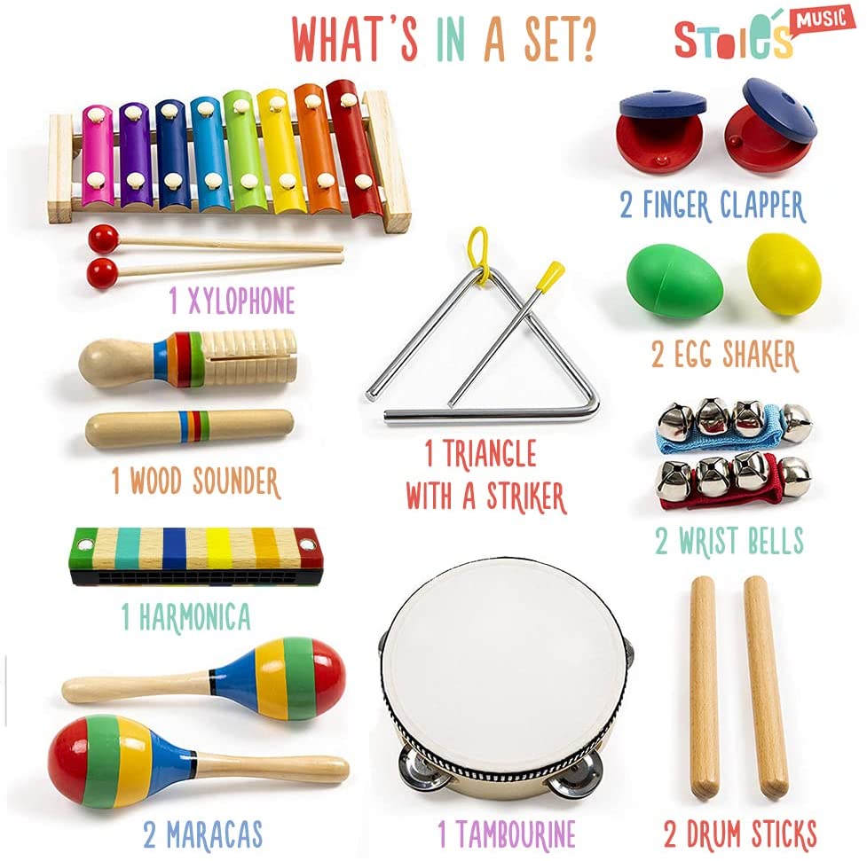 Stoie-s 19 pcs Musical Instruments Set for Toddler