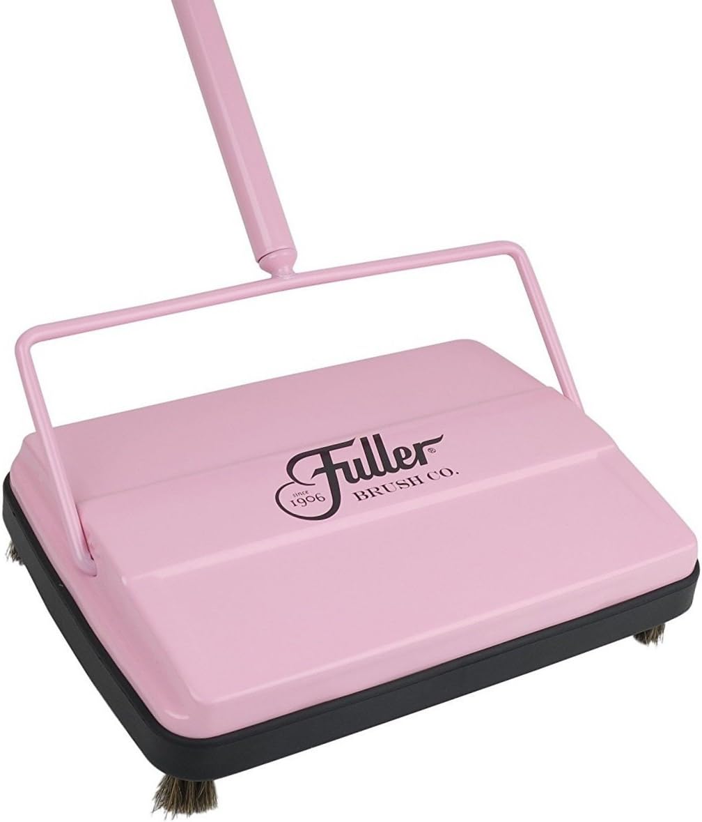 Fuller Brush 17072 Electrostatic Carpet & Floor Sweeper - 9″ Cleaning Path - Lightweight - Ideal for Crumby Messes - Works On Carpets & Hard Floor Surfaces - Pretty Pink