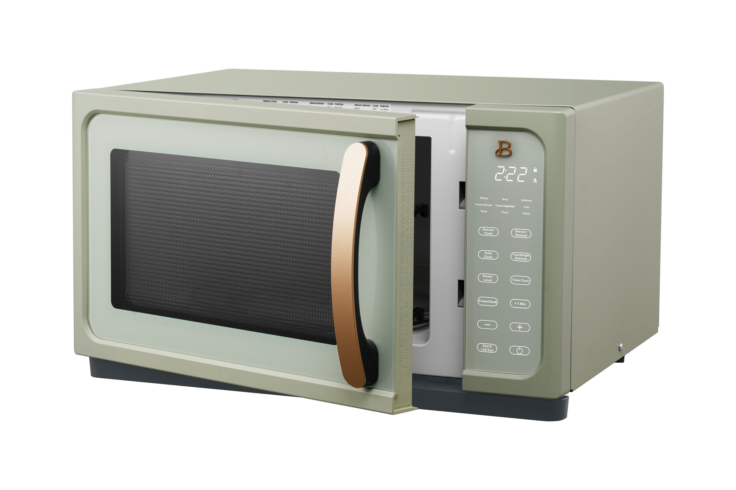 Beautiful 1.1 Cu ft 1000 Watt. Sensor Microwave Oven. Sage Green by Drew Barrymore