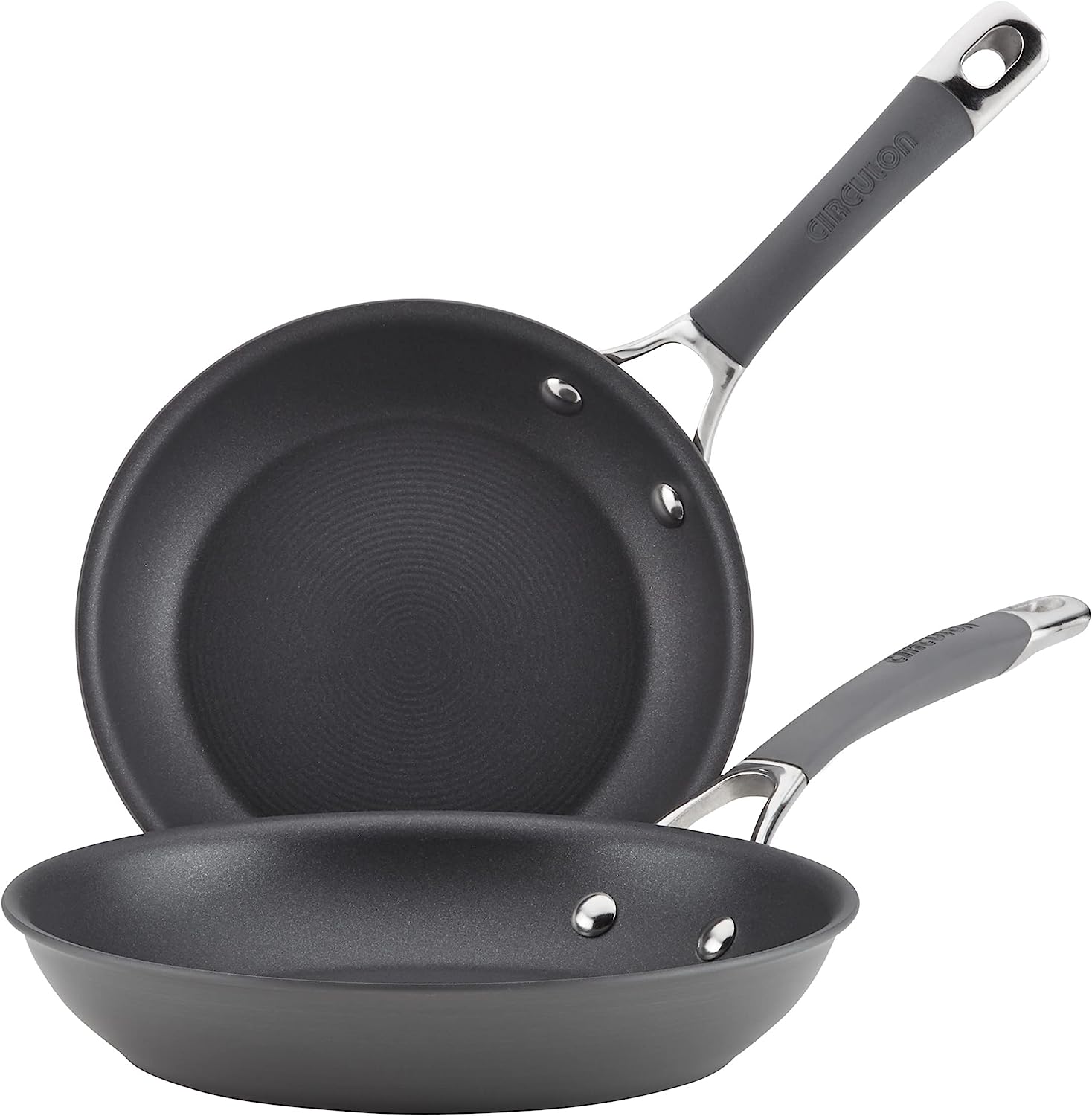 Circulon 83905 Radiance hard anodized Nonstick Frying pan set / Skillet Set - 8.5 Inch and 10 Inch. Gray