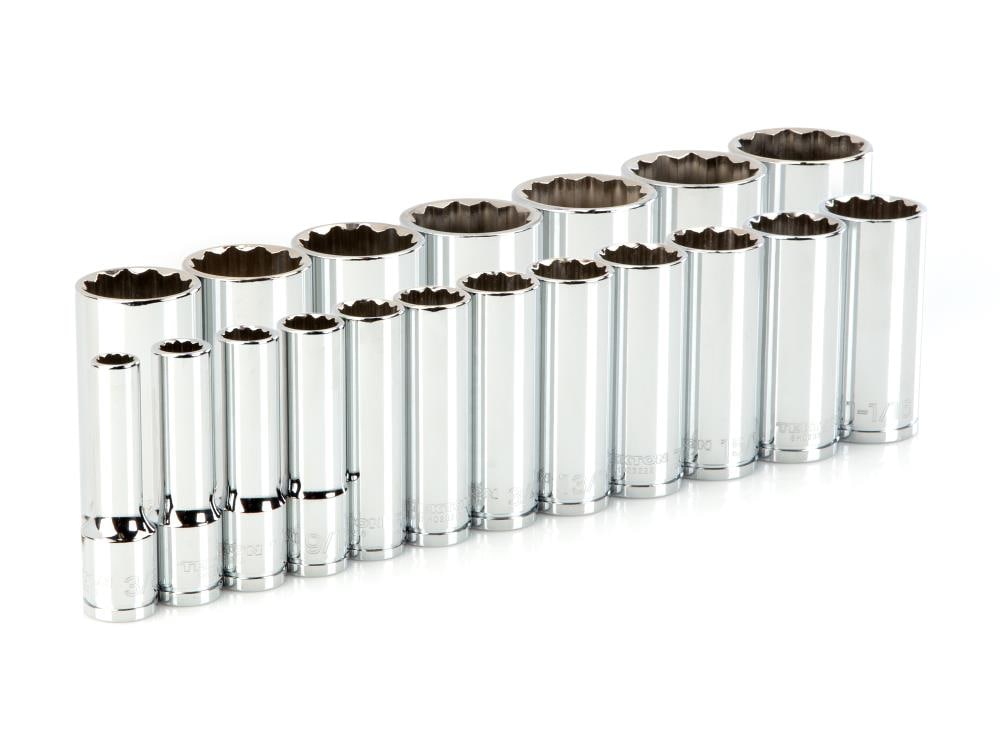 TEKTON 19-Piece Standard (SAE) 1/2-in Drive 12-point Set Deep Socket Set