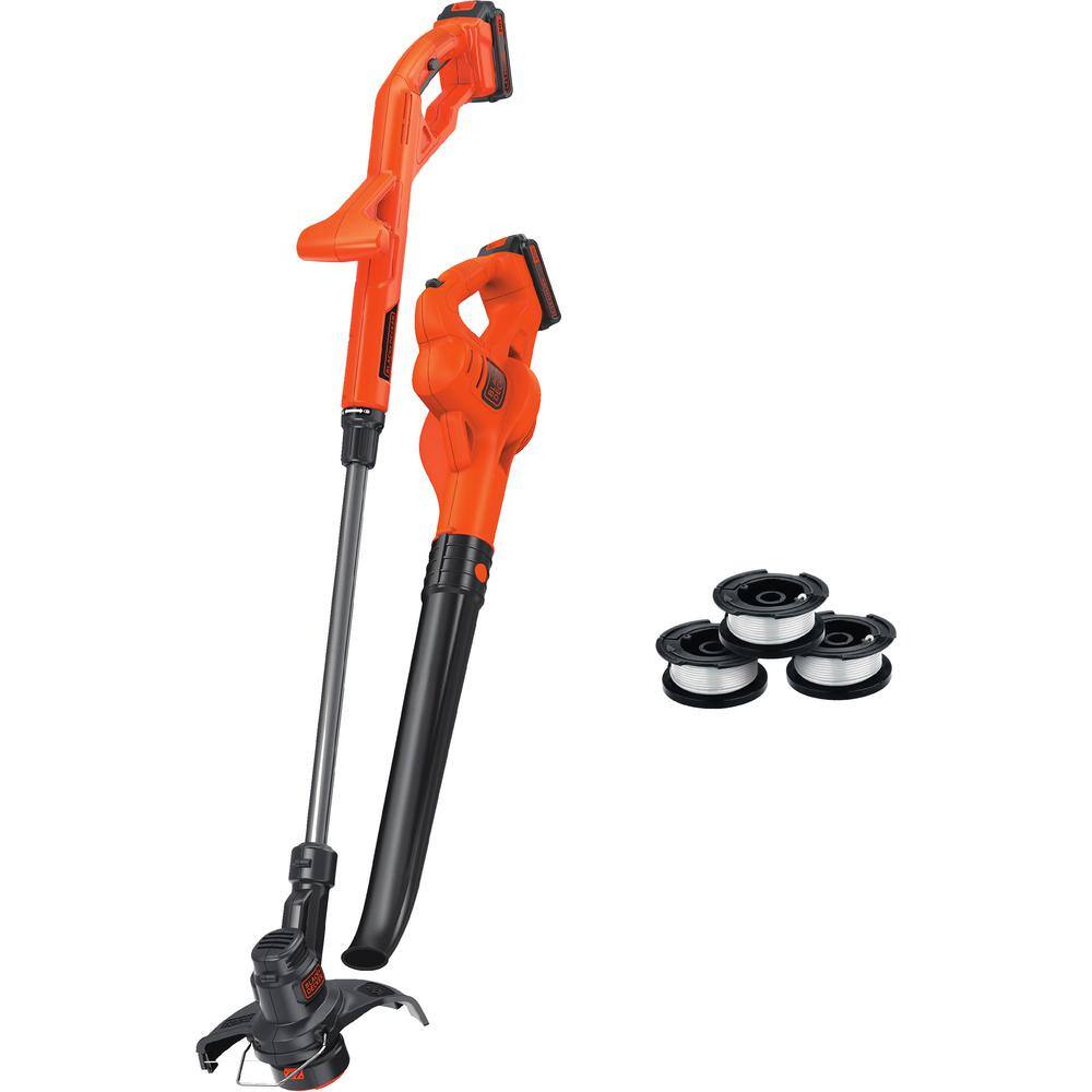 BLACK+DECKER LCC2223ZP 20V MAX Cordless Battery Powered String Trimmer and Leaf Blower Combo Kit with 3 Spools & (2) 1.5 Ah Batteries & Charger
