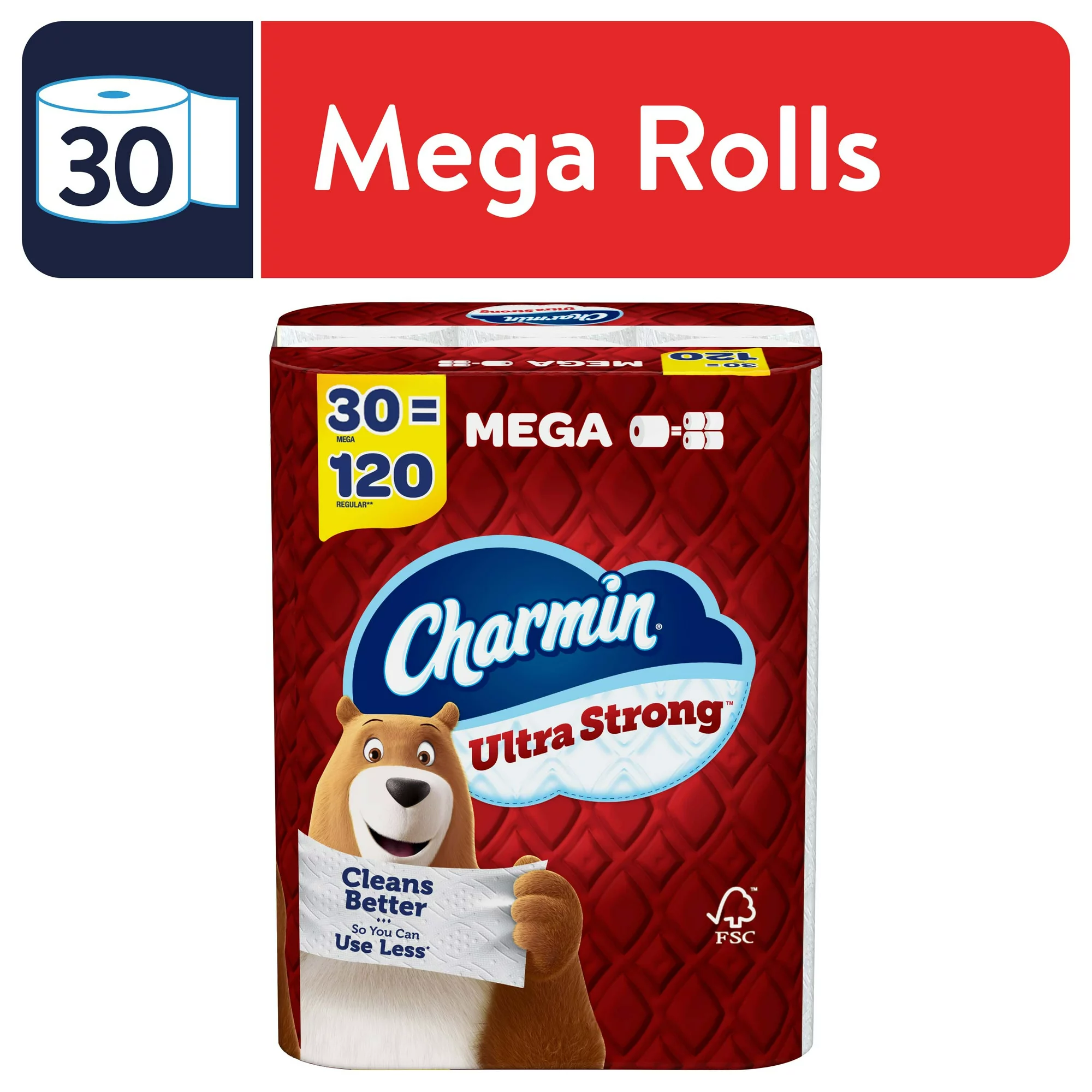 Charmin Ultra Strong Toilet Paper Mega Roll. 242 Sheets Per Roll. 30 Count