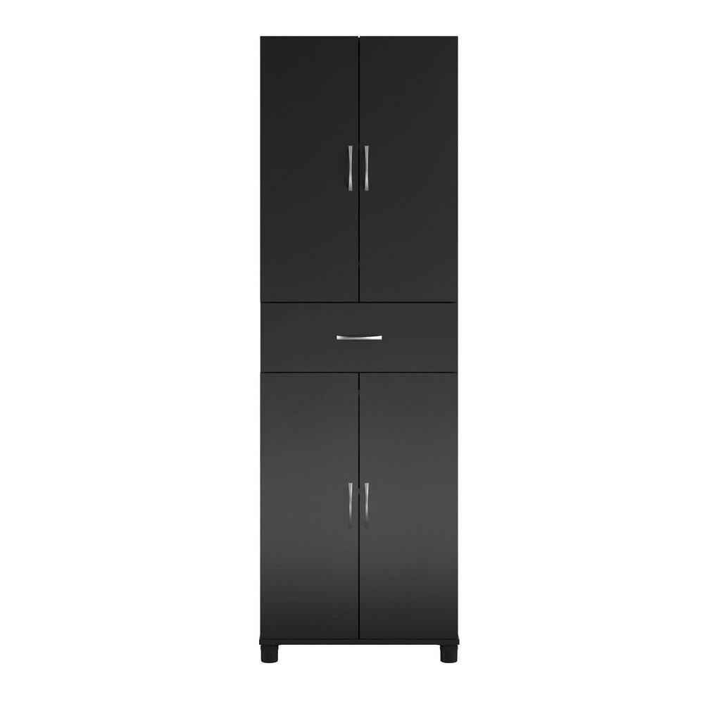 SystemBuild DE69690 Lonn 23.46 in. x 75.25 in. x 15.4 in. 4 Shelves 1 Drawer Freestanding Cabinet in Black