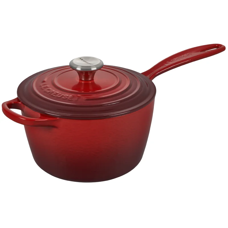 Le Creuset Enameled Cast Iron Signature Saucepan. 1.75 qt.. Cerise