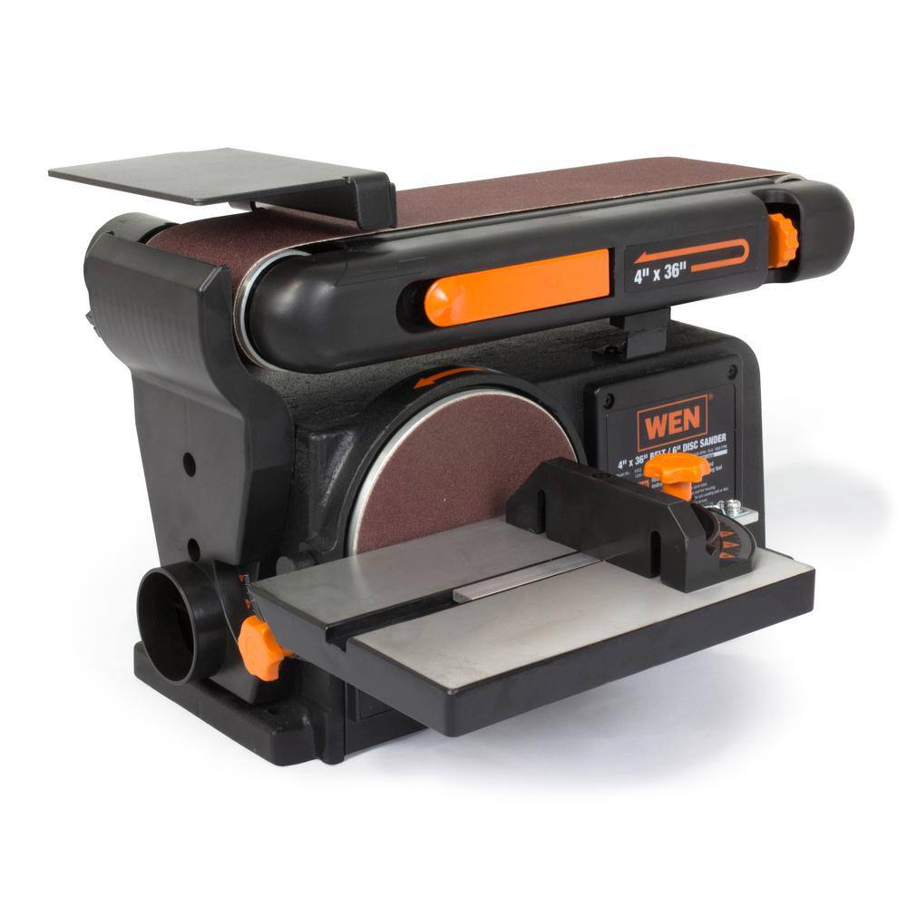 WEN 6502T 4.3 Amp Corded 4 in. x 36 in. Belt and 6 in. Disc Sander with Cast Iron Base