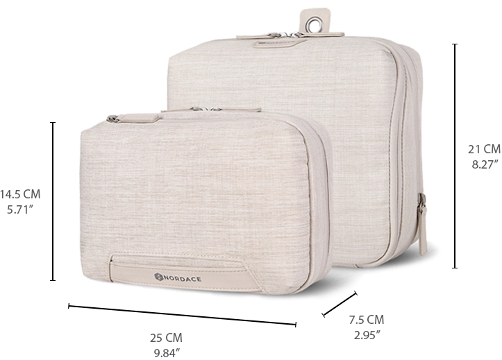 Pack-It-All Bundle: 2x Packing Cubes & 1x Wash Pouch. Beige