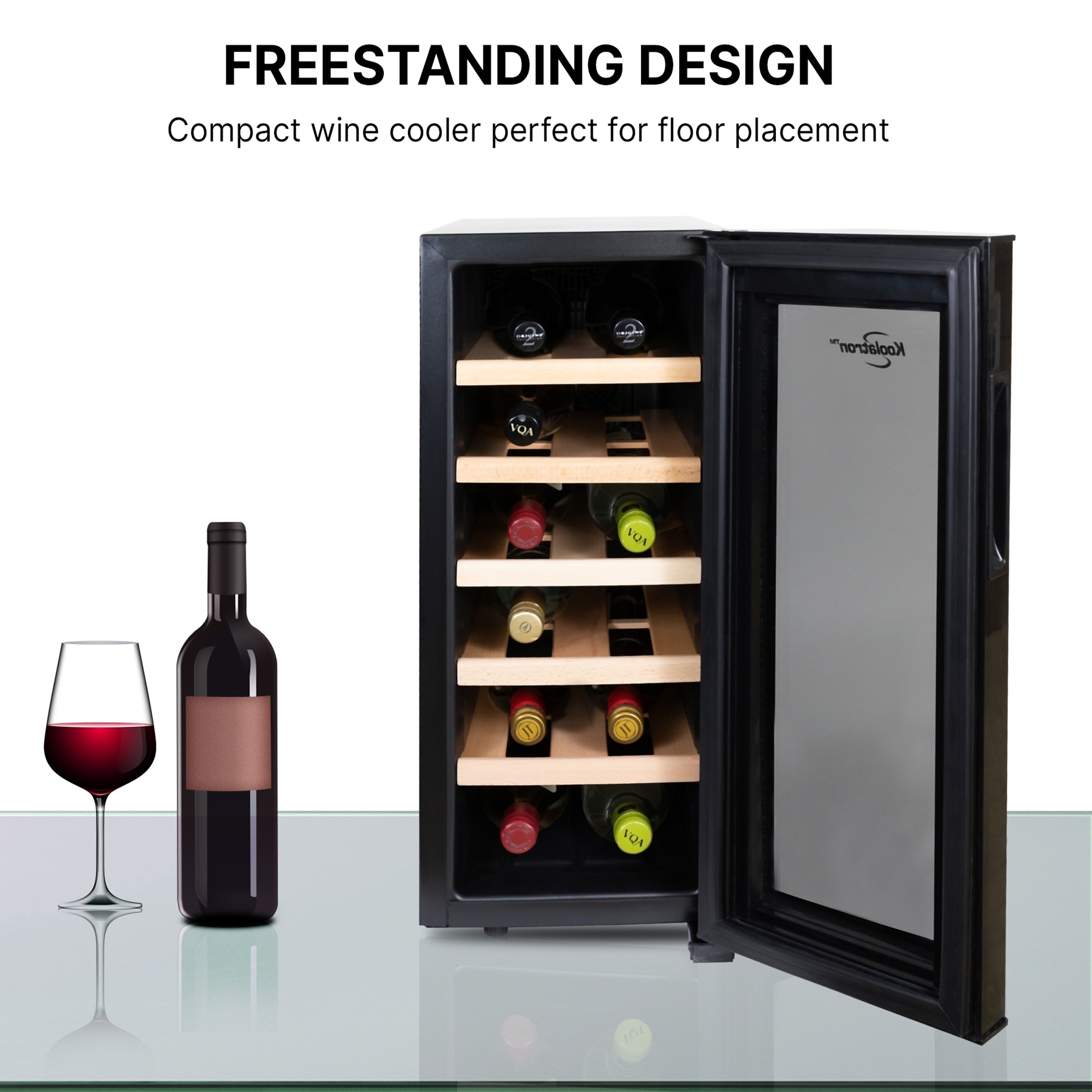 Koolatron Urban Series Deluxe 12 Bottle Wine Cooler Thermoelectric Refrigerator with Digital Temperature Controls