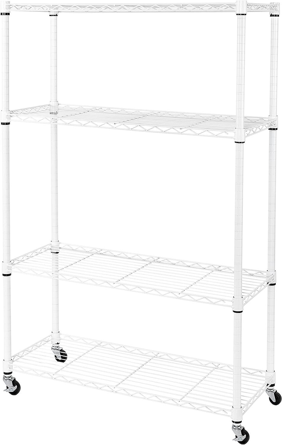Seville Classics Solid Steel Wire Shelving Storage Unit Adjustable Shelves Organizer Rack. for Home. Kitchen. Office. Garage. Bedroom. Closet. White. 4-Tier. 36″ W x 14″ D