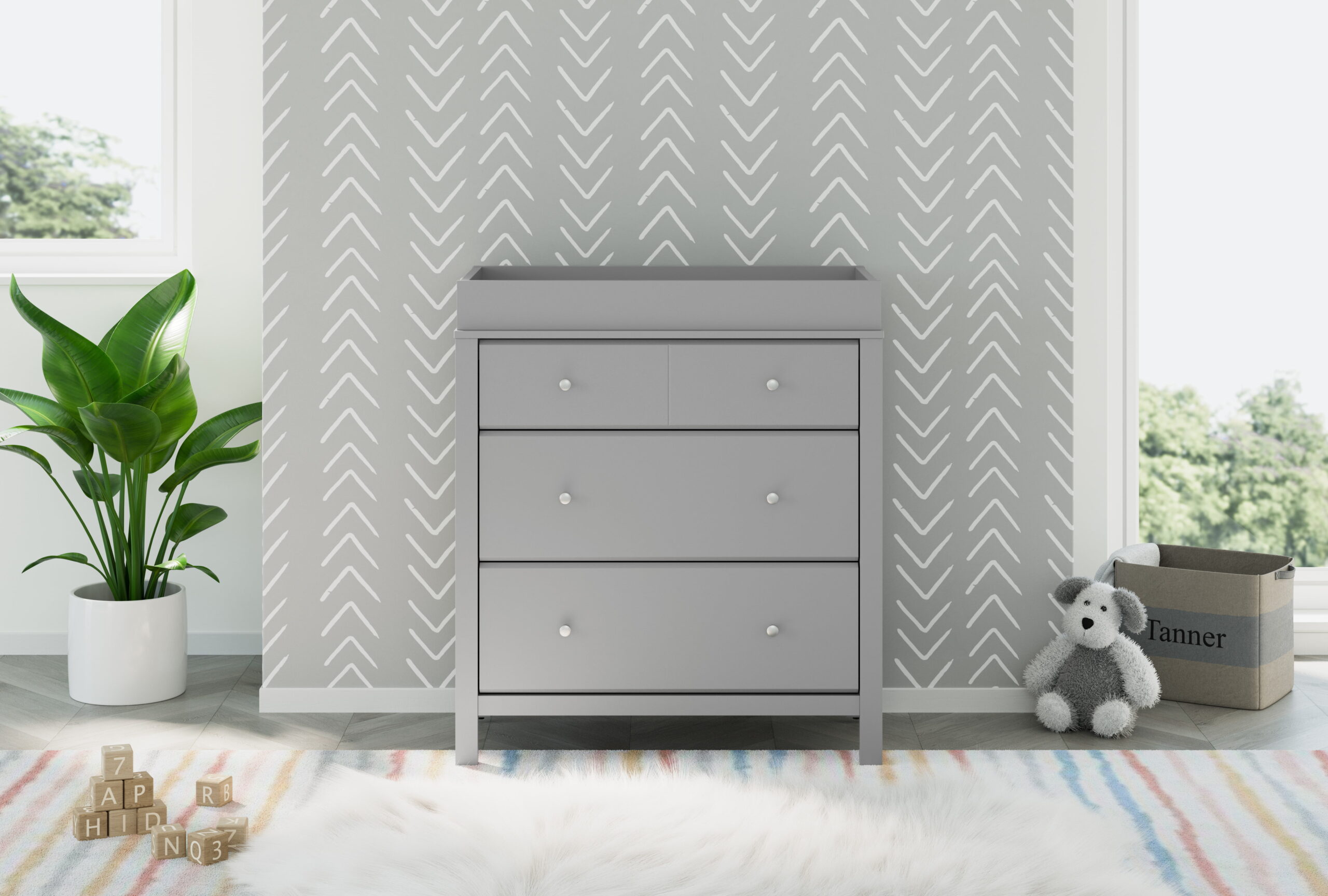 Storkcraft Horizon 3 Drawer Modern Changing Dresser Pebble Gray
